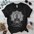 Coffee Yoga Mandala T-Shirt Mockup Black