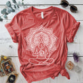 Coffee Yoga Mandala T-Shirt Mockup Coral Silk