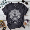 Coffee Yoga Mandala T-Shirt Mockup Dark Heather Grey