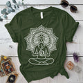 Coffee Yoga Mandala T-Shirt Mockup Military Green