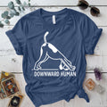 Downward Human T-Shirt Mockup Indigo Blue