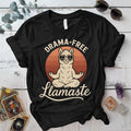 Drama Free Llamaste T-Shirt Mockup Black