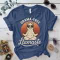 Drama Free Llamaste T-Shirt Mockup Indigo Blue
