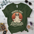 Drama Free Llamaste T-Shirt Mockup Military Green