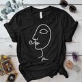 Flow Face Line Art White T-Shirt Mockup black