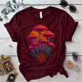 Geometric Mushrooms T-Shirt Mockup Maroon