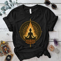 Gold Lotus Meditation T-Shirt Mockup Black