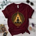 Gold Lotus Meditation T-Shirt Mockup Maroon
