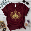 Golden Lotus T-Shirt Mockup Maroon