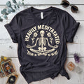 Heavily Meditated Skeleton T-Shirt Mockup dark-heather-grey