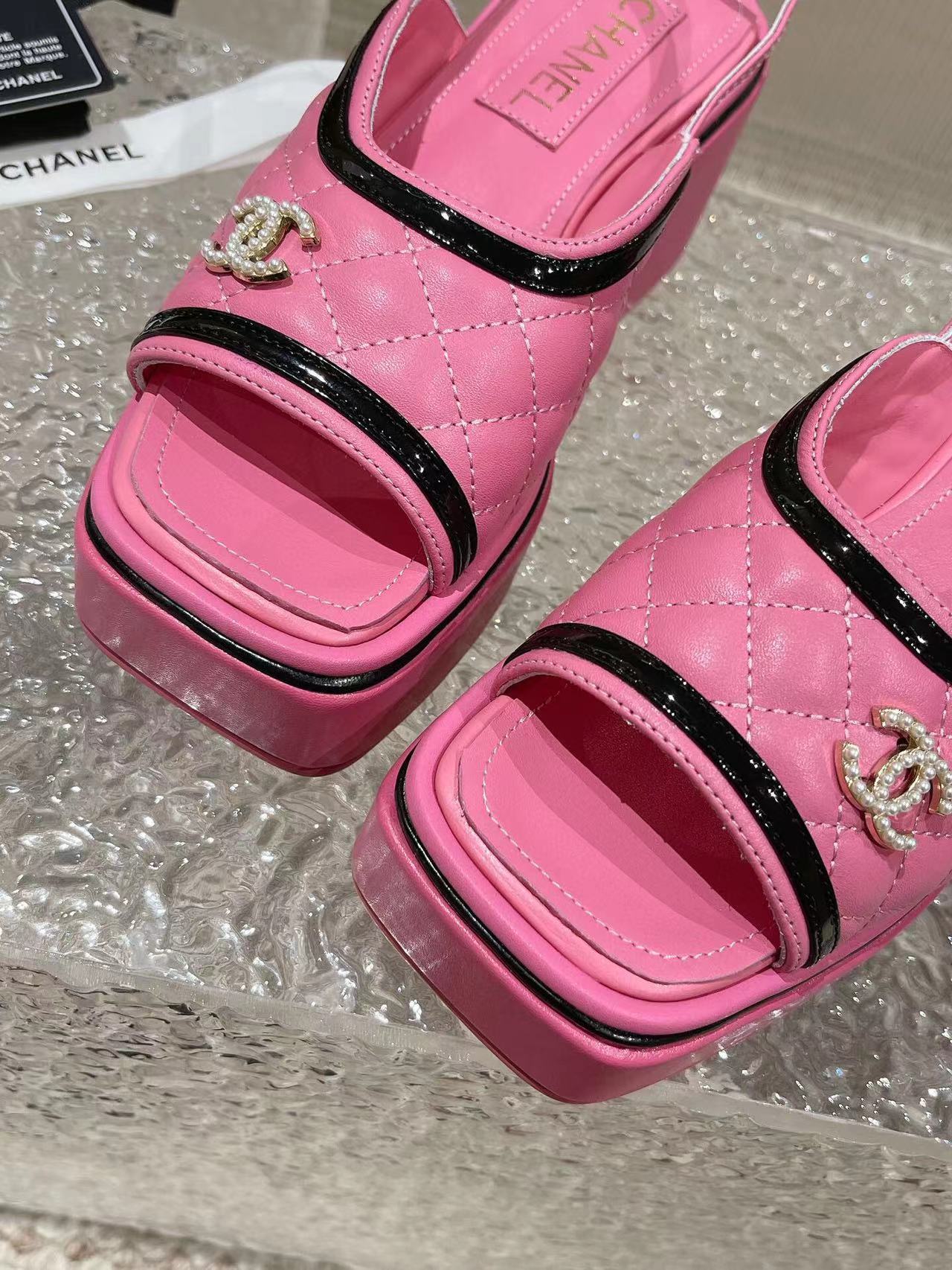 cc platform slingback sandal pink calfskin