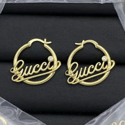 Gucci Script Hoop Gold Earrings
