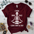 Inner Peace Skeleton T-Shirt Mockup Maroon