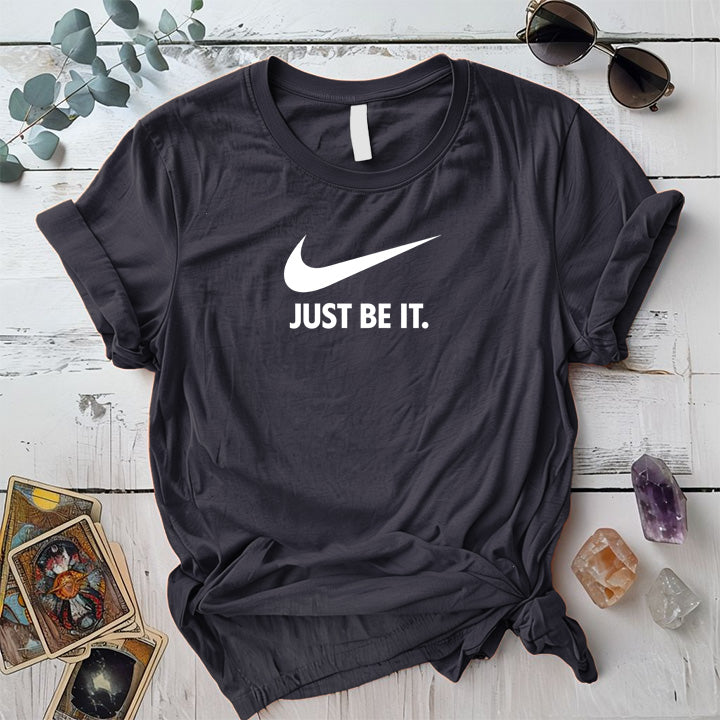 Just Be It T-Shirt Mockup Dark Heather Grey