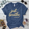 Just Breathe T-Shirt Mockup indigo-blue