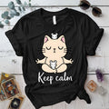 Keep Calm Cat T-Shirt Mockup Black