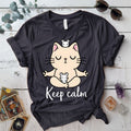Keep Calm Cat T-Shirt Mockup Dark Heather Grey