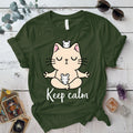 Keep Calm Cat T-Shirt Mockup Military Green