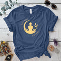 Life Happens Yoga Helps T-Shirt Mockup indigo-blue