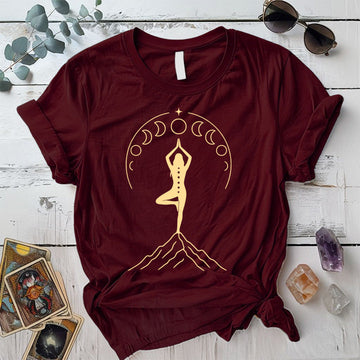 Lunar Goddess Mountain T-Shirt Mockup Maroon