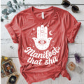 Manifest That Shit Hand T-Shirt Mockup Coral Silk