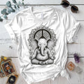 Meditating Elephant Mandala T-Shirt Mockup White