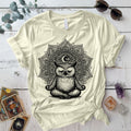 Meditating Owl Mandala T-Shirt Mockup Natural