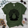 Meditating Penguin Mandala T-Shirt Mockup Military Green