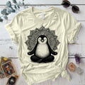 Meditating Penguin Mandala T-Shirt Mockup Natural