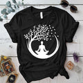 Meditation Tree T-Shirt Mockup Black