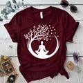 Meditation Tree T-Shirt Mockup Maroon