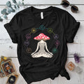 Mushroom Woman T-Shirt Mockup Black