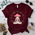 Mushroom Woman T-Shirt Mockup Maroon