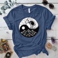 Mystic Tides and Peaks T-Shirt Mockup Indigo Blue