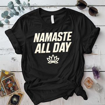 Namaste All Day T-Shirt Mockup Black