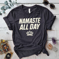 Namaste All Day T-Shirt Mockup Dark Heather Grey