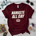 Namaste All Day T-Shirt Mockup Maroon