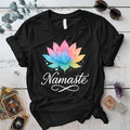 Namaste Watercolor Lotus T-Shirt Mockup Black
