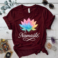 Namaste Watercolor Lotus T-Shirt Mockup Maroon