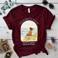 Ocean Breath Sangha T-Shirt Mockup Maroon