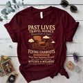 Past Lives Travel Agency T-Shirt Mockup Maroon