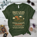 Past Lives Travel Agency T-Shirt Mockup Military Green