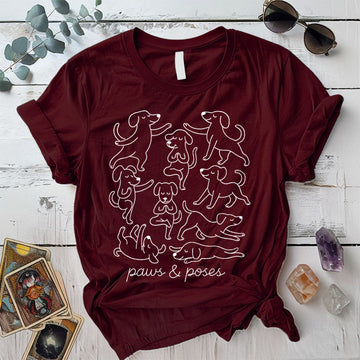 Paws and Poses T-Shirt Mockup maroon