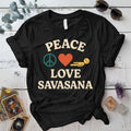 Peace Love Savasana T-Shirt Mockup Black