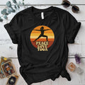 Peace Love Yoga Sunset T-Shirt Mockup Black