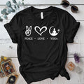Peace Love Yoga T-Shirt Mockup Black