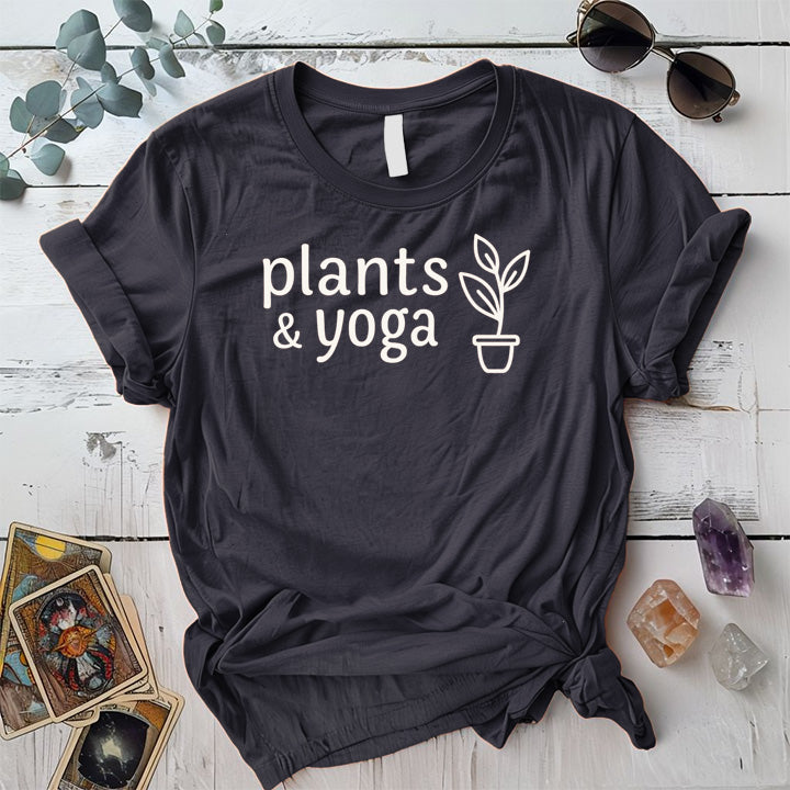 Plants and Yoga T-Shirt Mockup dark-heather-grey