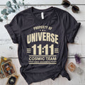 Property Of Universe T Shirt Dark Heather Grey Mockup