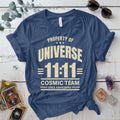Property Of Universe T Shirt Indigo Blue Mockup