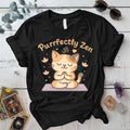 Purrfectly Zen T-Shirt Mockup Black